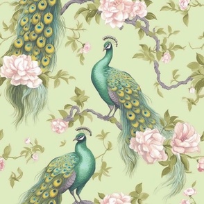 Floral peacock Sage Green