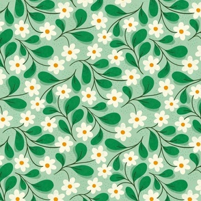 medium white daisies on celadon green