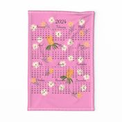2024 Calendar Tea Towel - Wattle and Flannel Flower - Australian Flowers