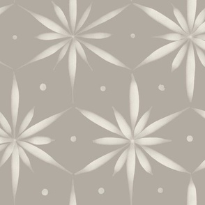 brush stroke blooms _ cloudy silver_ creamy white _ hand painted geometric floral