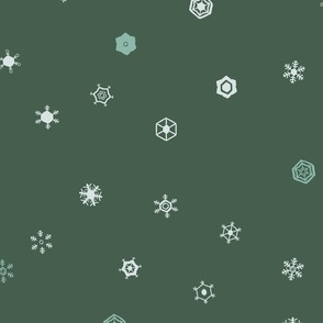 Tiny Snowflakes Scattered on Green Background (large)