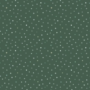 Tiny Snowflakes Scattered on Green Background (small)