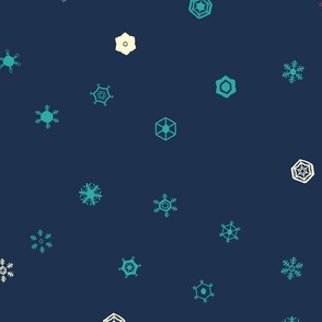 Tiny Snowflakes Scattered on Blue Background (large)