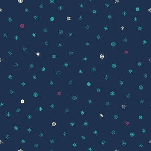 Tiny Snowflakes Scattered on Blue Background (medium)