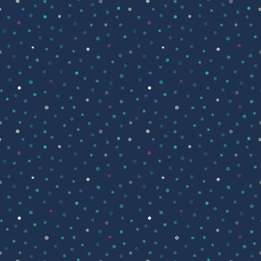 Tiny Snowflakes Scattered on Blue Background (small)