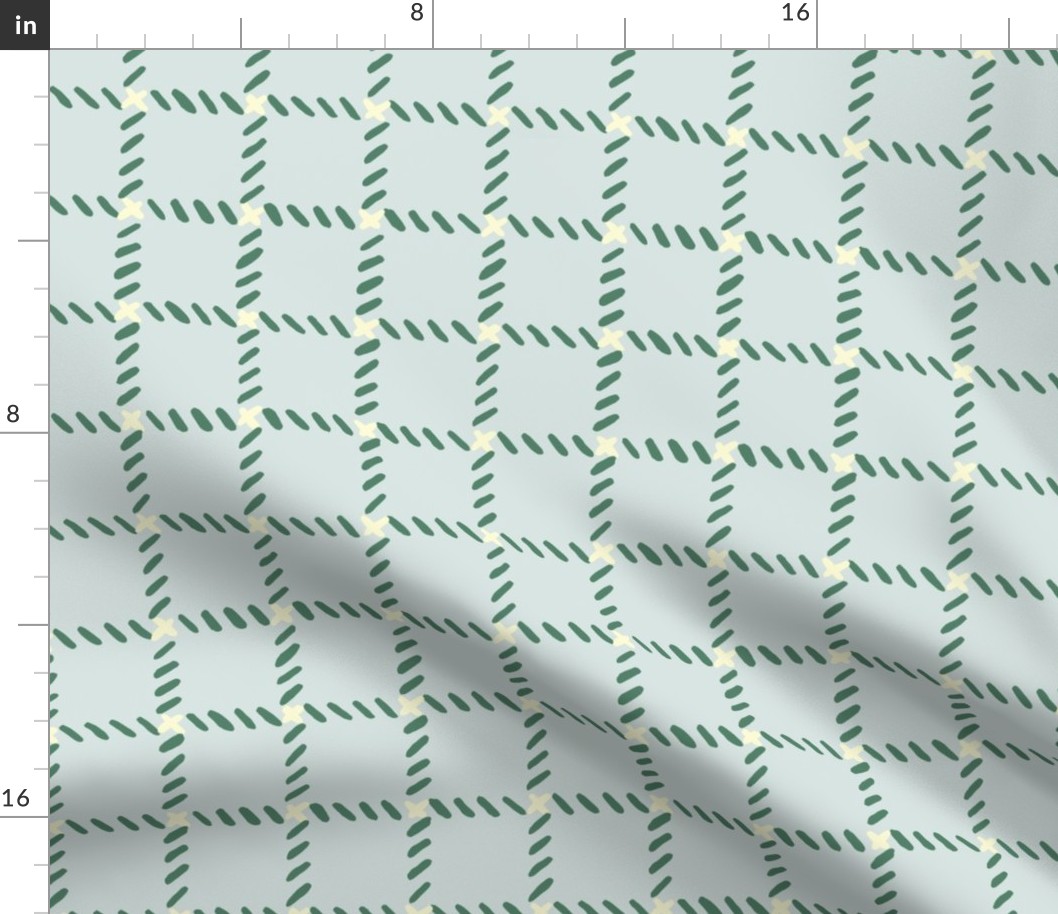 Stitches and Checkered Pattern in Green, Light Green and Yellow (medium)