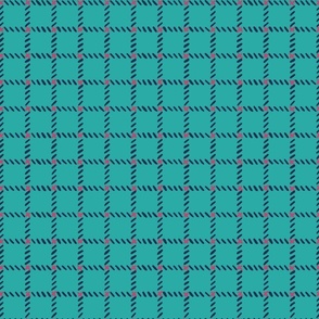 Stitches and Checkered Pattern in Dark Blue, Turquoise and Pink (small)
