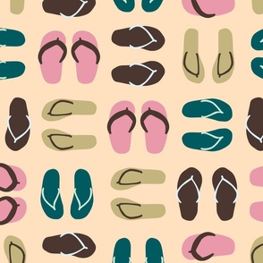 Colorful Flip-Flop Sandals with Beige Background (large)