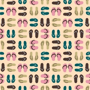 Colorful Flip-Flop Sandals with Beige Background (medium)