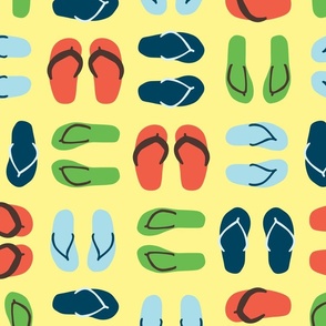 Colorful Flip-Flop Sandals with Yellow Background (large)