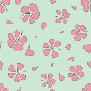 Pink Hibiscus Flower with Mint Green Background (medium)
