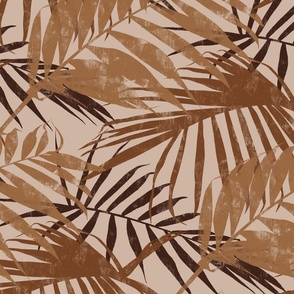 palm leaves - brown & beige - large
