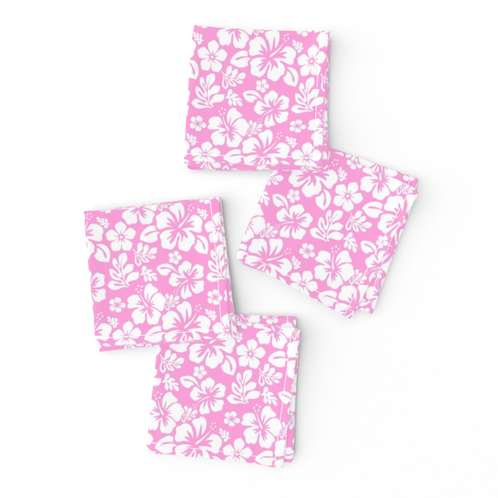 WHITE HAWAIIAN FLOWERS ON PINK -EXTRA SMALL SIZE