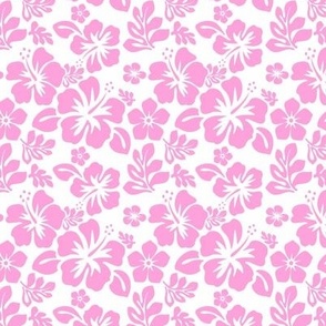 PINK HAWAIIAN FLOWERS ON WHITE -EXTRA SMALL SIZE