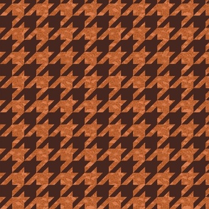 houndstooth check with flowers on brown - small Scale
