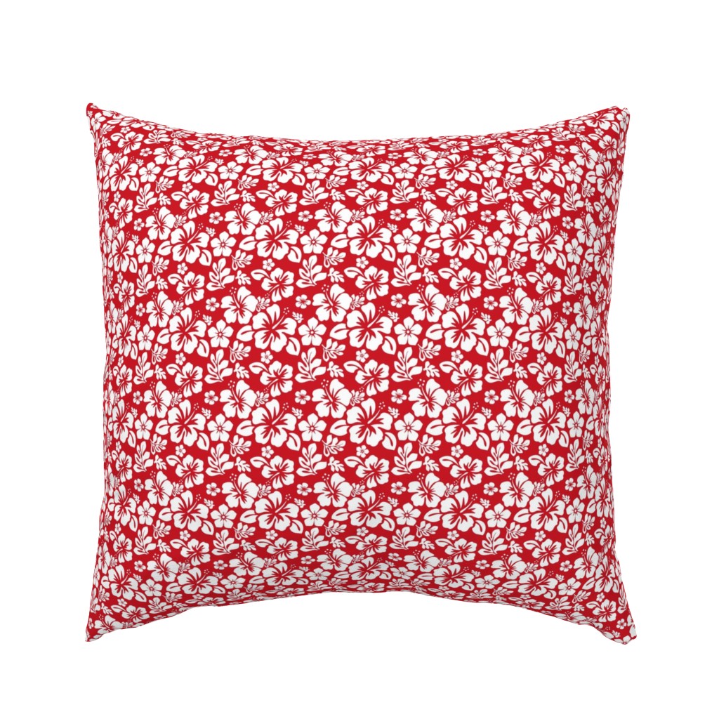 WHITE HAWAIIAN FLOWERS ON SURFER RED -EXTRA SMALL SIZE