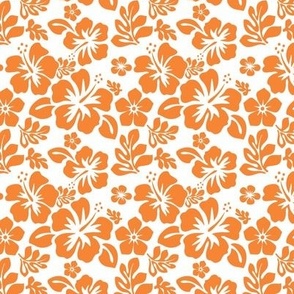 ORANGE HAWAIIAN FLOWERS ON WHITE-EXTRA SMALL SIZE