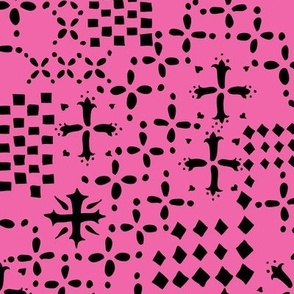 All the stars and marks in black and pink Medium scale