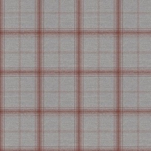Vintage french country check in grey and terracotta pink Medium scale