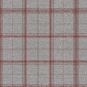 Vintage french country check in grey and terracotta pink Large scale