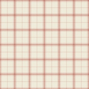 Vintage french country check in cream and terracotta pink Medium scale