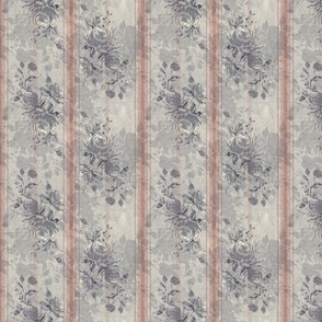 Vintage french watercolor roses with stripes and texture in yelowish grey and dusty pink Small scale