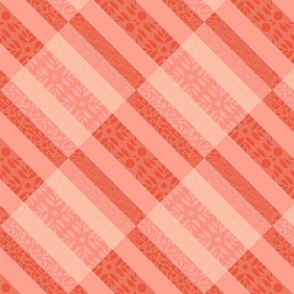 floral check in shades of red - small scale