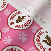 Dog Fabric, Squirrel Patrol Circle Dog Bandana, Light Pink Dog Fabric