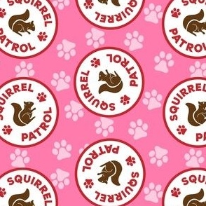 Dog Fabric, Squirrel Patrol Circle Dog Bandana, Light Pink Dog Fabric