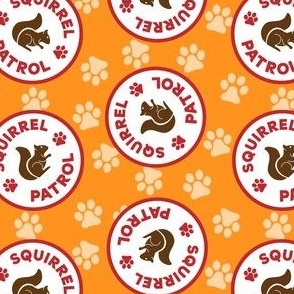 Dog Fabric, Squirrel Patrol Circle Dog Bandana, Light Orange Dog Fabric