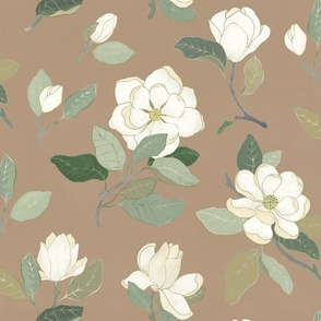 Magnolia pattern on sand beige /medium/
