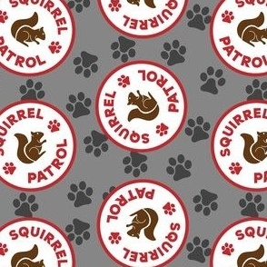 Dog Fabric, Squirrel Patrol Circle Dog Bandana, Light Grey Dog Fabric