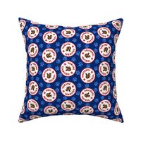 Dog Fabric, Squirrel Patrol Circle Dog Bandana, Navy Blue Dog Fabric