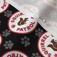 Dog Fabric, Squirrel Patrol Circle Dog Bandana, Black Dog Fabric