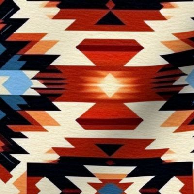 Red Hawk Overlook Native American Tribal Pattern Fabric