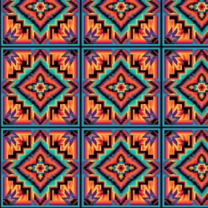 New Style Bright Colors Native American Mega Points Geometric Blanket Pattern