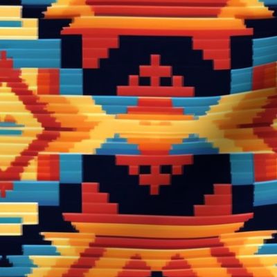 Bright Honerific Native American Rug Style Panel Pattern