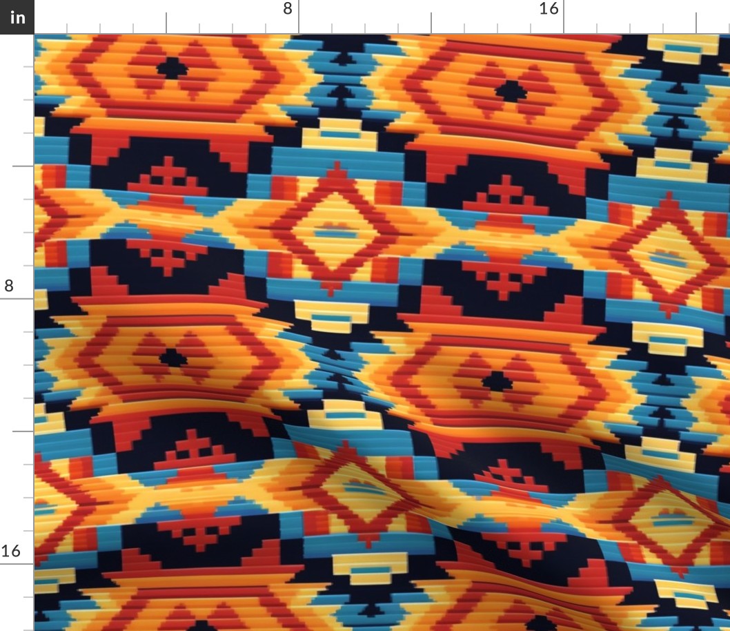 Bright Honerific Native American Rug Style Panel Pattern