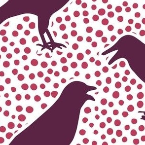 Bold Burgundy Crow with Magenta Dots