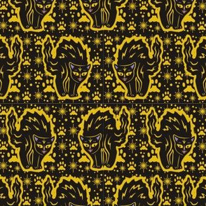 The Colorful Ms Tibbe a Black Cat in Pumpkin Blossom Yellow
