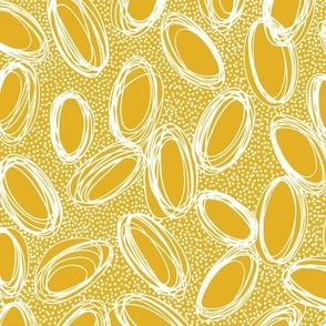 White Hand Drawn Circles and Dots on Yellow