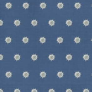 12" Simple Floral Block Print Navy Blue by Audrey Jeanne
