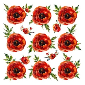 18" Poppies Panel - NO REPEAT PRINT