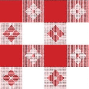 Italian Restaurant Checkered Tablecloth in White + Red