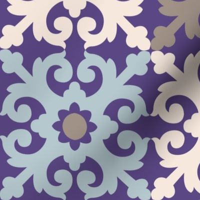 Alhambra style bright color floral pattern