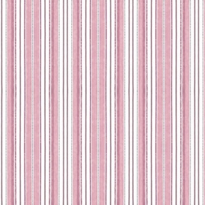French Linen Pastel Pink White Summer Vertical Stripes Pattern Smaller Scale