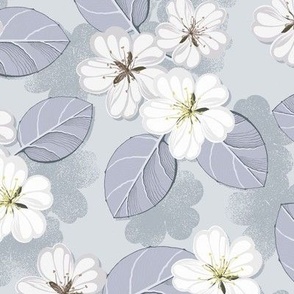Apple blossom on a gray background