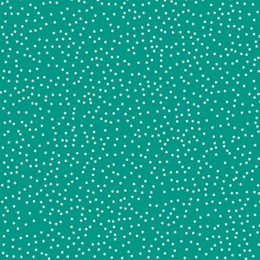 Serene Snowflakes | Iced white fine dots on teal verdigris