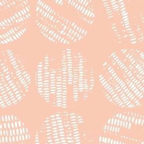 Large White Textured Circles Grid on Blush Pink