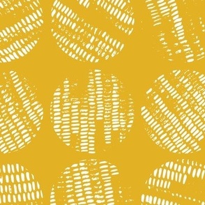 Large White Textured Circles Grid on Yellow